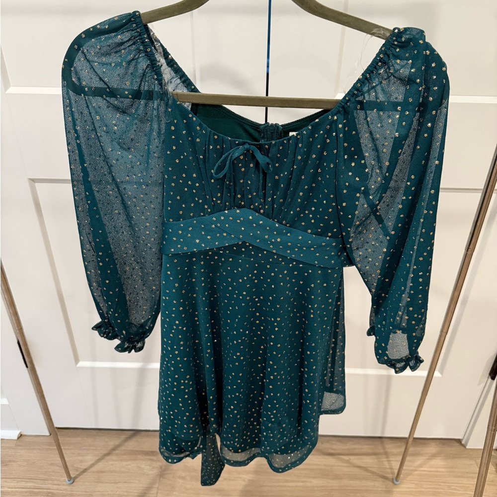 Girls medium size 10 hello franki Charming green and Gold Kids Dress